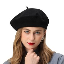 French Beret-Classic Wool Beret Solid Color Womens Beret Cap Hat 7 1/8-7 3/8