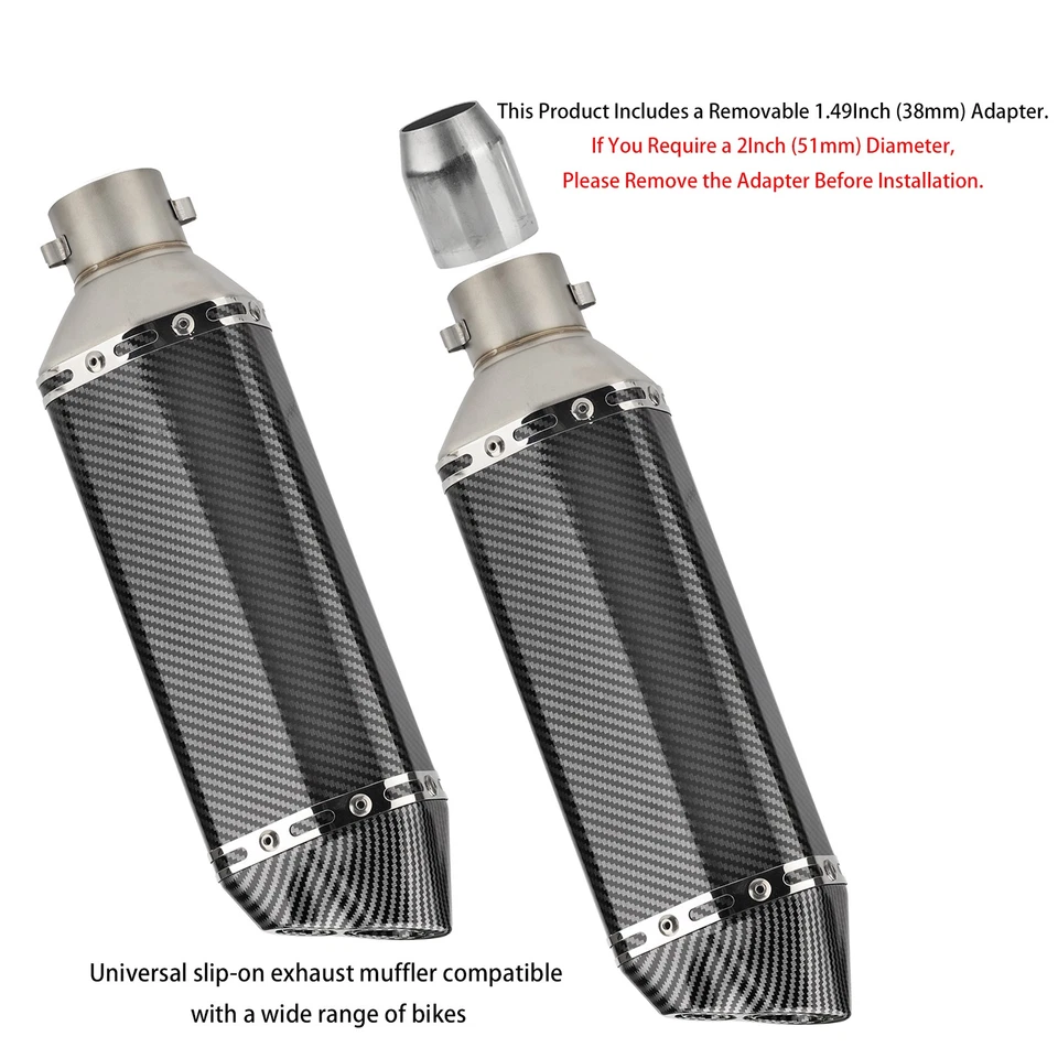 2" 51mm Universal Motorcycle Exhaust Double Tip Muffler Tail Pipe Dirt Bike ATV - Image 3 of 4