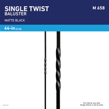 Single twist Stair Baluster 44-in x 0.5-in Matte Black Wrought Iron pin top 15ct