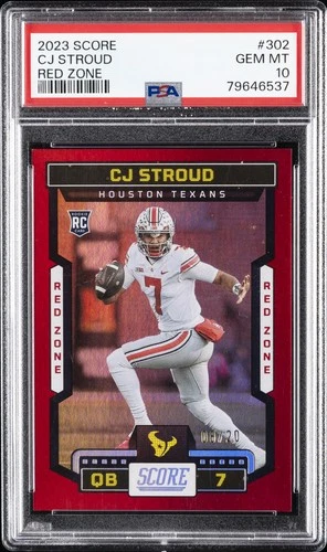 2023 PANINI SCORE RED ZONE #302 CJ STROUD ROOKIE RC 8/20 PSA 10