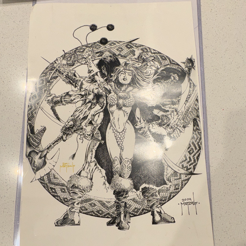 Metcalf Red Sonja Original  Signed US Comics Art print 2009