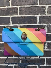 NWT Kurt Geiger London Large Rainbow Kensington Soft Leather Shoulder Bag multi