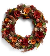 Martha Stewart Harvest Fall Wood curl Wreath Vibrant Colorful 17 inch Door Decor