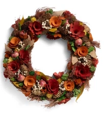 Martha Stewart Harvest Fall Wood curl Wreath Vibrant Colorful 17 inch Door Decor