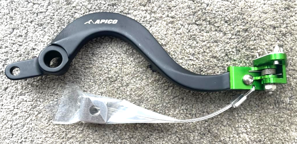 Apico Black/Green Forged Brake Pedal - Kawasaki Kxf250 2021-23, Kxf450 2006-23 - Image 2