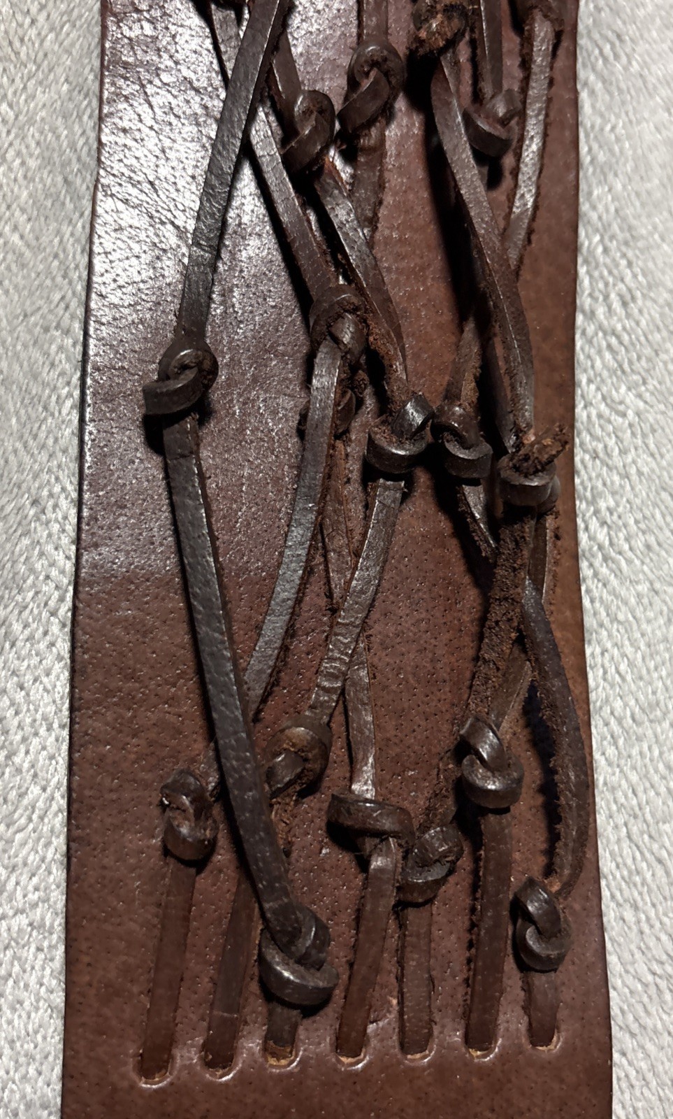 Brown Leather Snap Button Bracelet Intertwined Br… - image 3