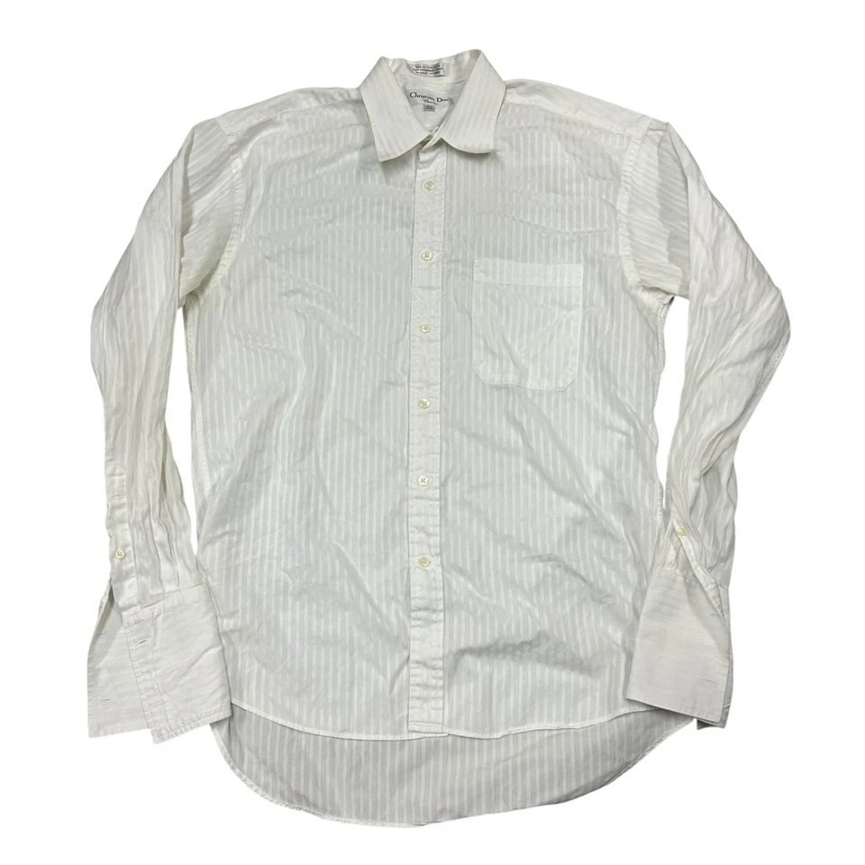 Camisa De Colección Christian Dior Chemise Para Hombres Puño Francés Botón 15.5 34/35 Blanca Foto 2 de 4