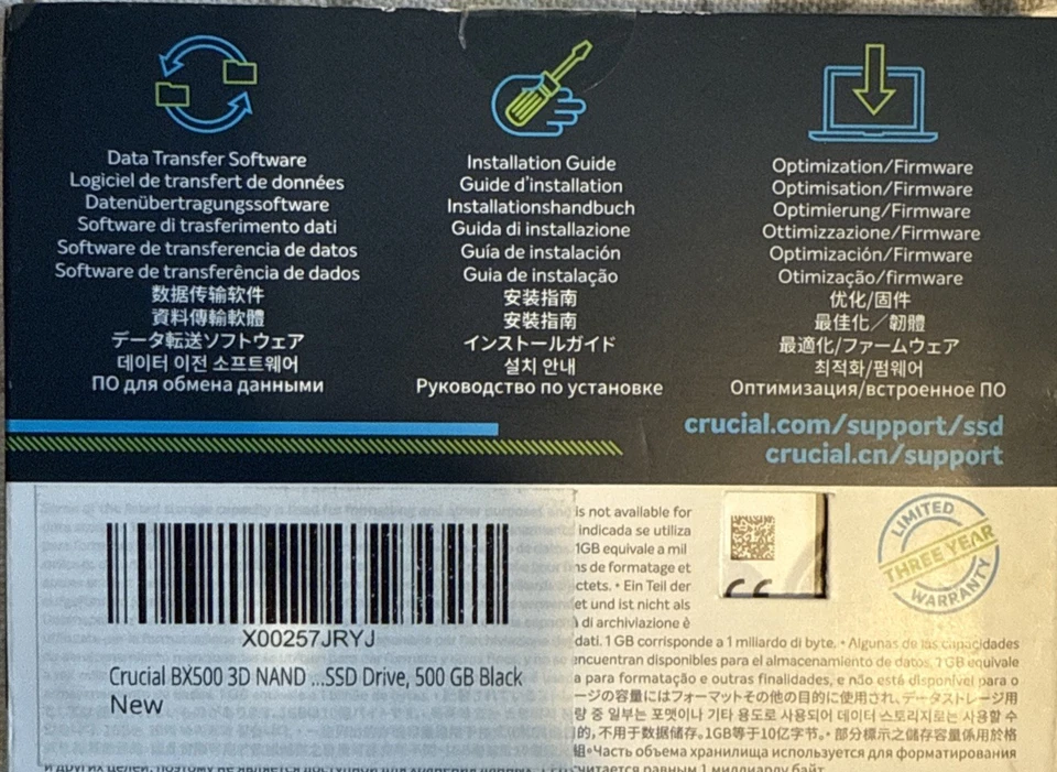 Crucial CT480BX500SSD1 BX500 Solid State Drive 500 GB Internal 2.5" SATA SSD-UK - Image 3 of 3