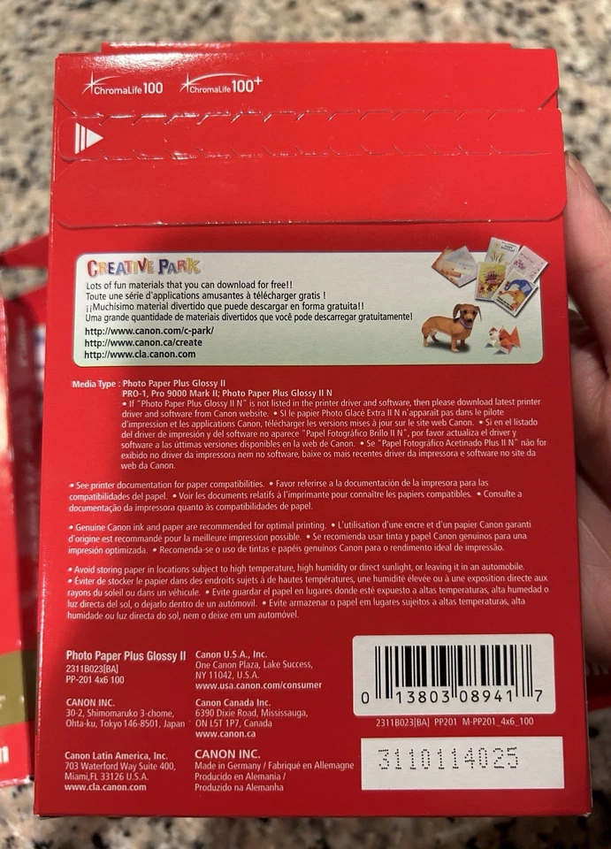 Canon PIXMA Lot Of (5) PP-201 Photo Paper Plus Glossy II 4"x6" New 400 Sheets - Image 3 of 3