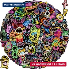 300 Pcs Cool Neon Water Bottle Sticker for Kids Teens, Waterproof Stickers for W