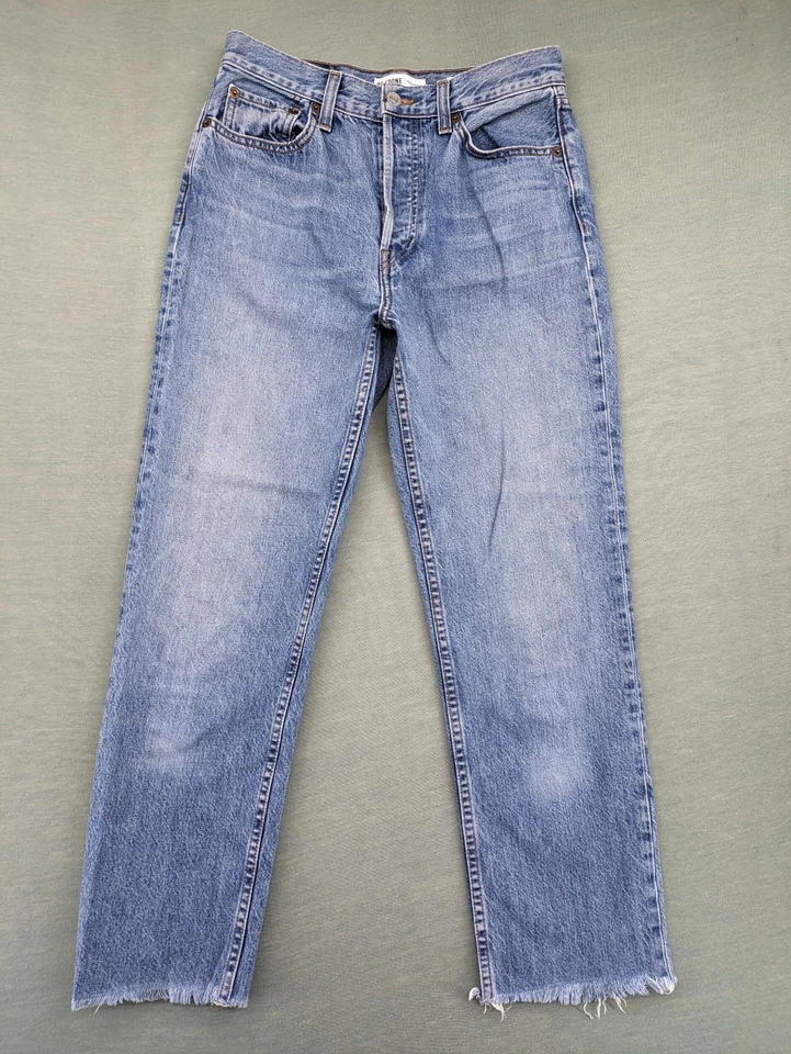 RE/DONE Damen Originals Jeans 27 Blau High Rise Straight Leg Button Fly Raw Hem - Bild 1 von 4