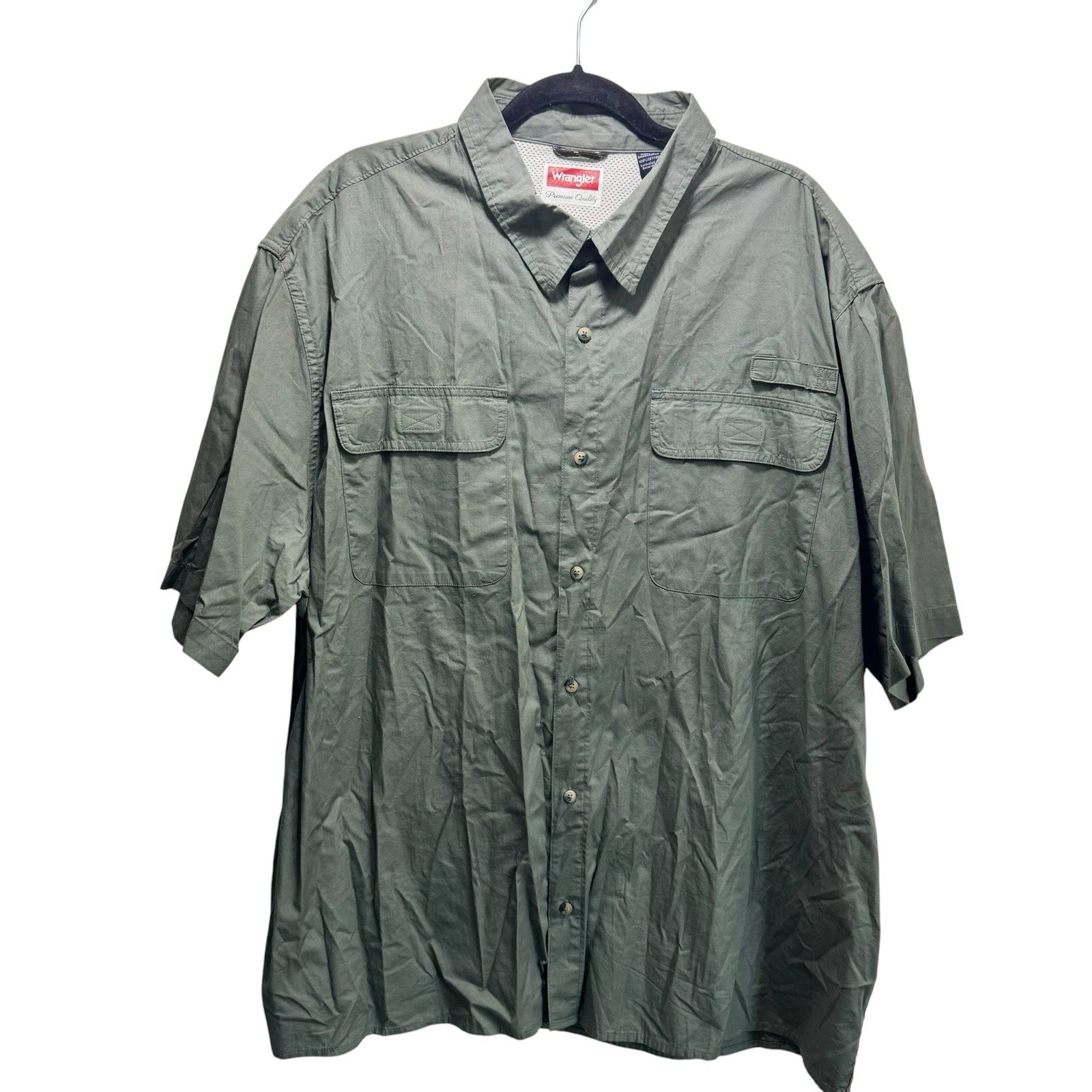 Wrangler Performance Outdoor Hiking Breathable Cotton Shirt Men 3XL Hunter Green
