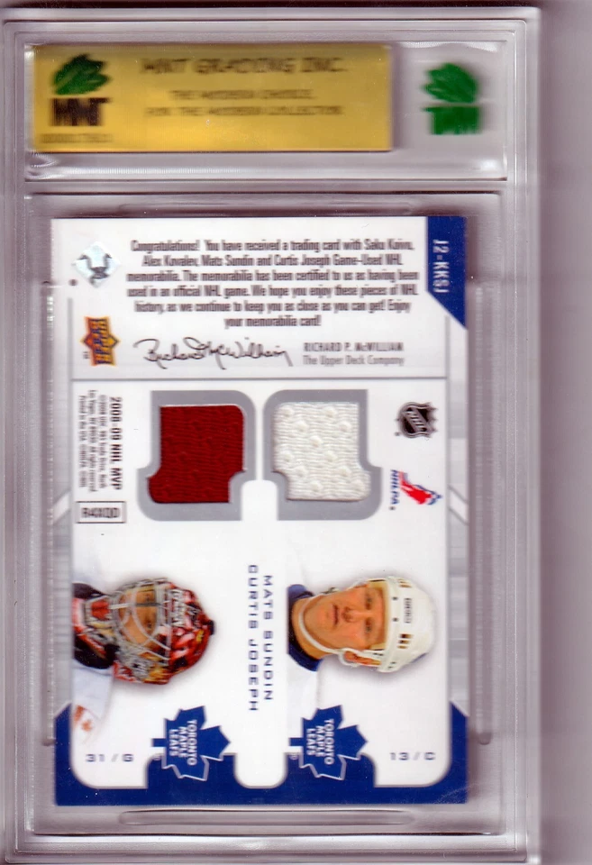 2008-09 Upper Deck MVP Two on Two Jrsys  Koivu/Kovalev/Sundin/Joseph MNT 9 MINT - Image 3 of 3