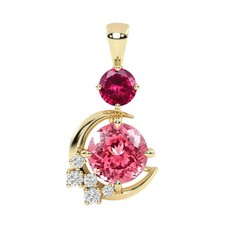 Padparadscha Sapphire  Ruby Pendant 925 Sterling Silver Round Shape Gemstone