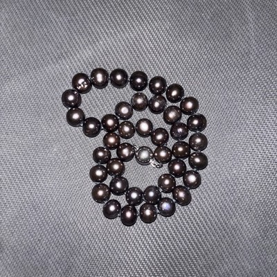 BLACK PEARL NECKLACE WITH 18KGP CLASP 6mm-8mm PEARLS