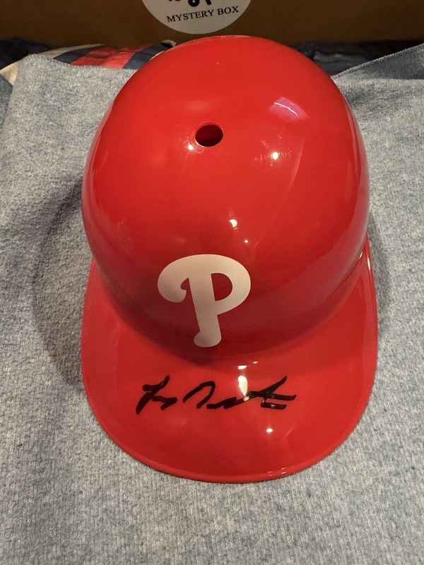 Lenny Dykstra Signed Phillies Batting Helmet Schwartz COA