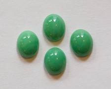 Vintage Opaque Green Glass Cabochons 10x8mm 6 cab821B