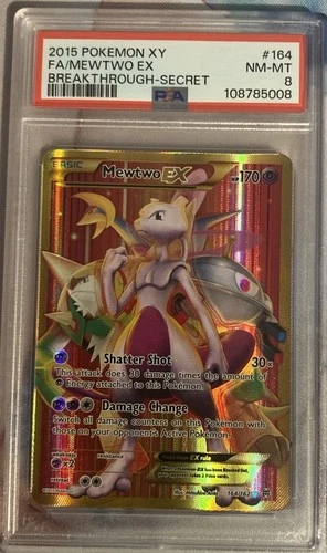 Pokémon XY Breakthrough Mewtwo EX Full Art Card 164/162 Secret Rare PSA 8