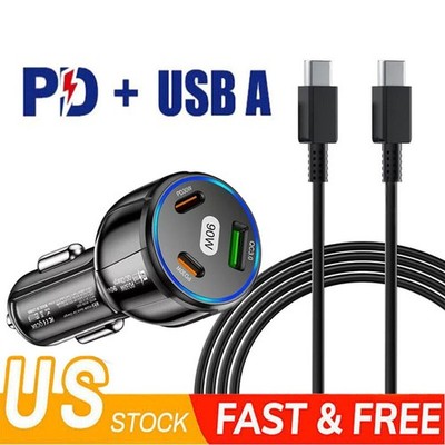 PD 90W Fast Charging Type-C Car Charger For Apple iPhone 17 16 15 14 13 Pro Max