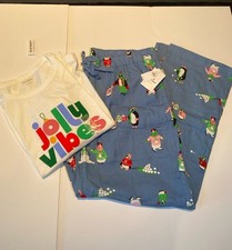 NWT Old Navy Christmas Holiday Winter Flannel Penguin Pajama Set-Large 12-14