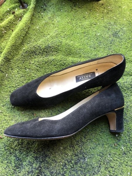 Women Bally Heels Black Suede 39 #5L2T
