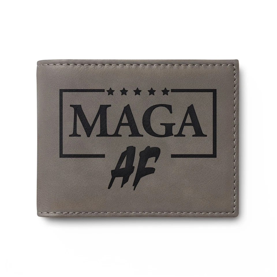 雕刻 MAGA AF 钱包,双折钱包 — 第 1/1 张图片