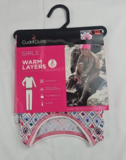 Cozy Cuddl Duds Girls' XS Thermal Set with Adorable Pattern and Thumbholes - New