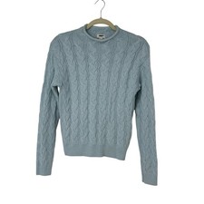 J.Crew Women s Cable Knit Roll Neck Sweater Light Blue Size Small Cotton Blend