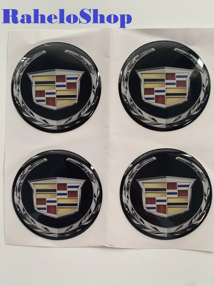 Juego de 4 pegatinas emblema logotipo Cadillac todos los tamaños abovedado silicona epoxi impresión 3D Foto 2 de 3