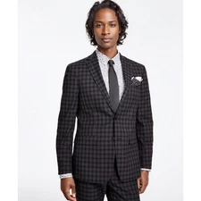 bar III Sport Coat Mens 38L Brown Checkered Two Button Blazer Suit Jacket NWT