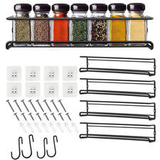 4 Packs Kitchen Spice Rack Organizer Storage Shelf Cabinet Jar Holder Wall Mount