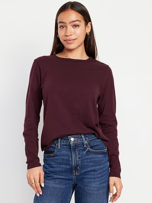 NWT Old Navy EveryWear Long-Sleeve T-Shirt Tee Shirt Raisin Arizona Women M