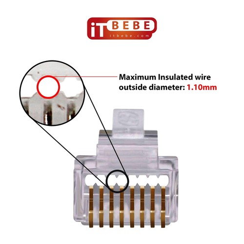 TBEBE 100 Sets of RJ45 Cat6 Pass-Through Connectors for 24 AWG Cables - 100 P... - Bild 3 von 7