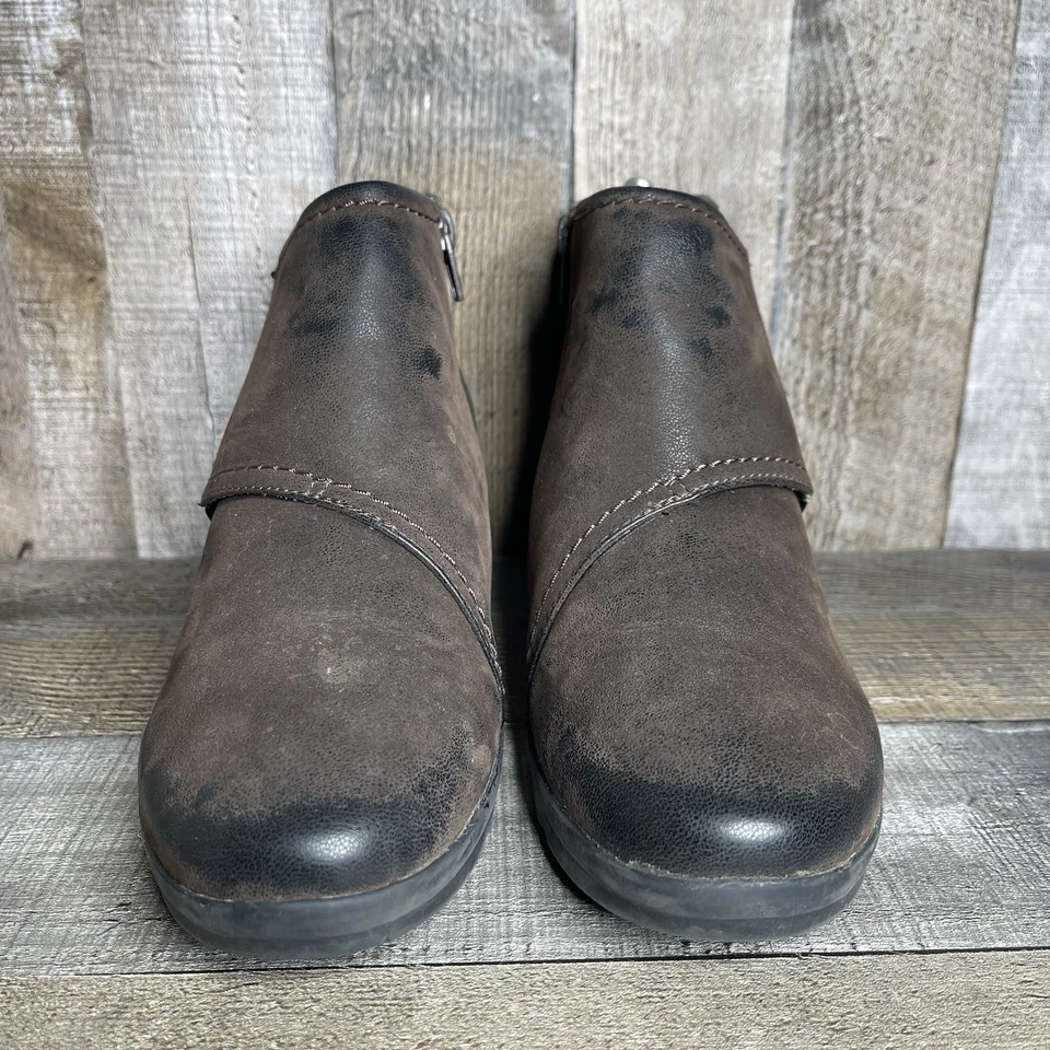 Mujeres Clarks Caddell Rush Marrón Cuero Cremallera Mini Cuña Botines Talla 7.5 M Foto 3 de 4