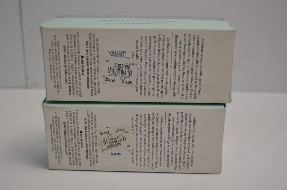 Williams Sonoma Bunny Pequeño Portavelas Decoración Conejo Pascua Primavera Nuevo en Caja Foto 4 de 4