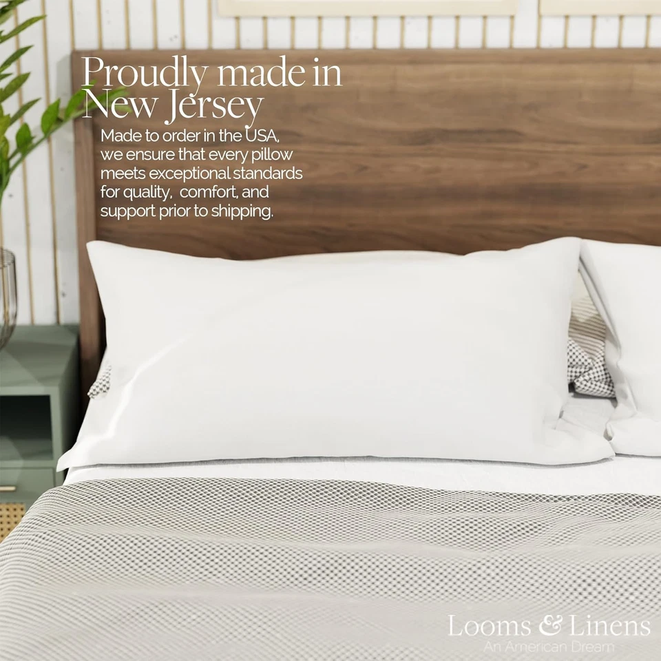 Firm King Size Pillows Set of 2 20 X 36 Pillows Made in USA Only 20X36 Inch Slee - Image 3 of 4