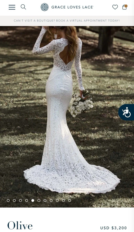 Vestido de novia Grace Loves de encaje "OLIVE" difícil de encontrar talla 2/4 S/M pequeño 2 mediano 4 Foto 2 de 4