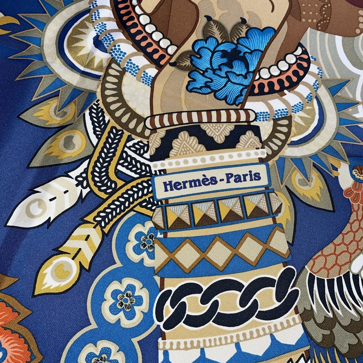 Hermes scarf silk Carre 90cm Duo Cosmique Blue Black Green Brown