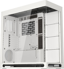 HS 420 White Dual-Chamber ATX Case  11 Fan Slots, Tempered Glass, PWM Hub