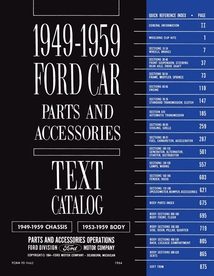 Juego de 2 volúmenes de texto y catálogo ilustrado piezas y accesorios de automóviles Ford 1949-1959 Foto 2 de 4