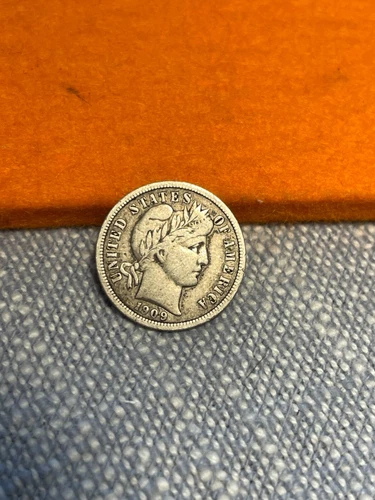 (#101149) Barber Dime:  1909.  VF.