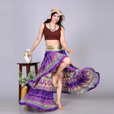 Silk High Low Skirt Boho Skirt Hippie Ruffle Skirt Dancing Skirt For