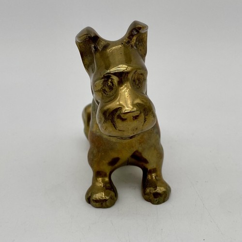 Brass Scottie Puppy Dog Figurine Statue Vintage 3.5” Home Decor Paperweight - Picture 2 of 9