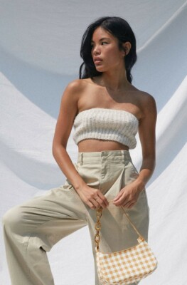 Urban Outfitters Womens Lolli Knit Ivory Cropped Tube Size XS