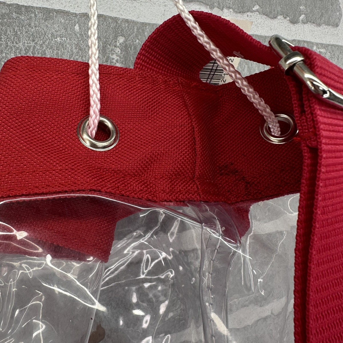 NOS Vintage 90s RED Tommy Hilfiger Flag Clear Drawstring 