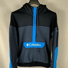 Columbia hoodie jacket womens size L Blue pullover with kangaroo pocket spellout