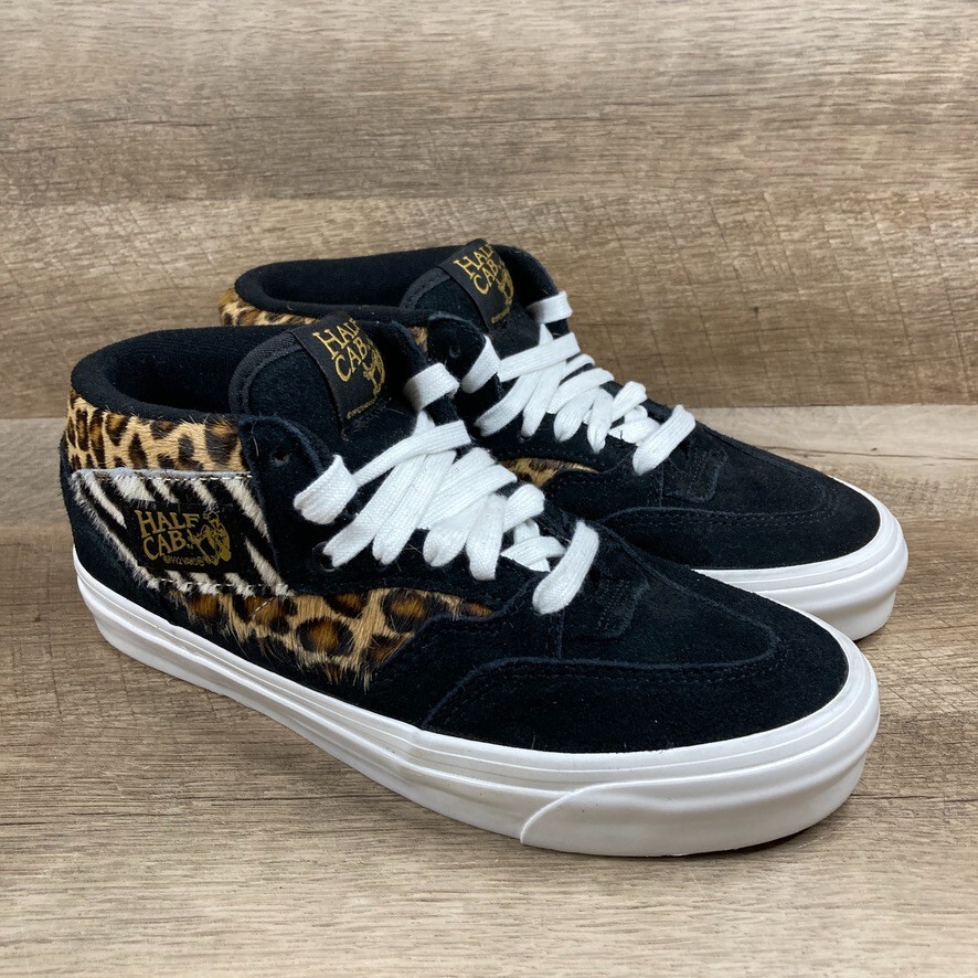VANS Half Cab 33 DX Jungle Clash Shoes Black Brown Leopard VANS Half Cab 33 DX Jungle Clash Shoes Black Brown Leopard
