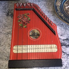 Jubeltone Child  s Zither Lap Harp - vintage Rare Rose   1960  s