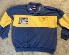 Active Life Vintage Blue And Yellow Rugby Polo Long Sleeve M