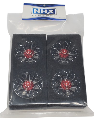 Llantas de ruedas sobre orugas Beadlock de aluminio NHX RC 1,9" - negras/rojas 4 piezas/juego - Imagen 6 de 6